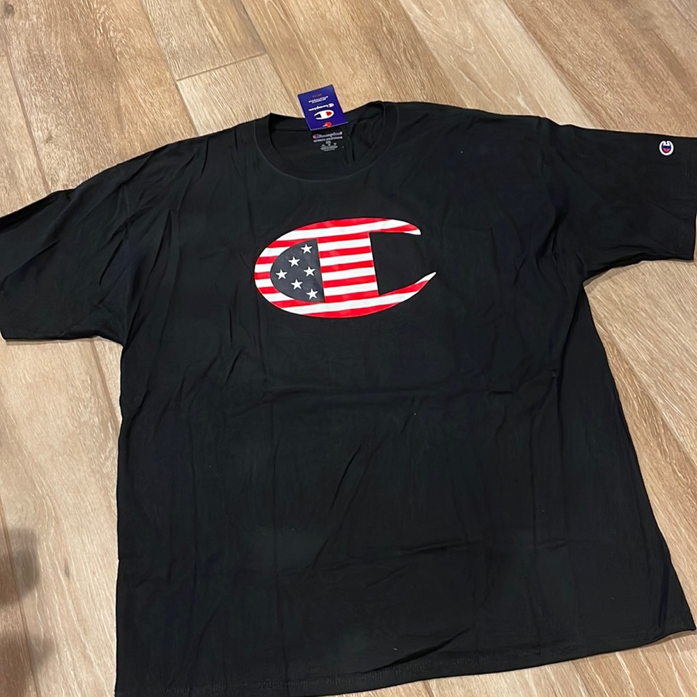 Champion Black/White Flag Tee Shirt 2XL